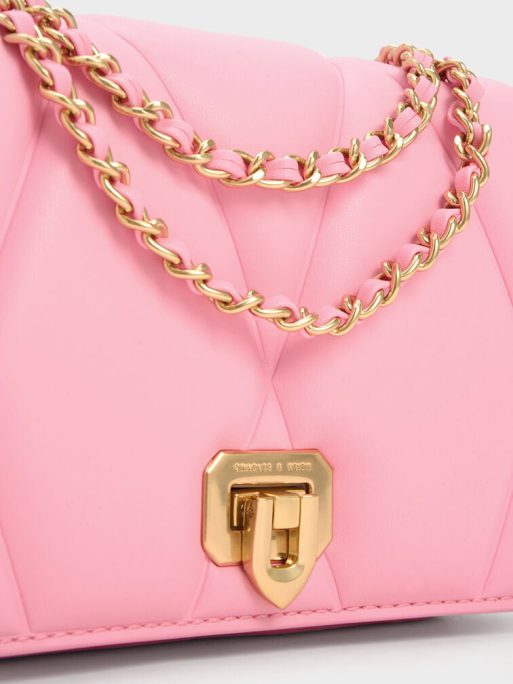C&K Arwen Quilted Shoulder Bag - Pink - Image 6