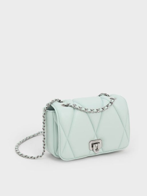 C&K Arwen Quilted Shoulder Bag - Sage Green - Image 2