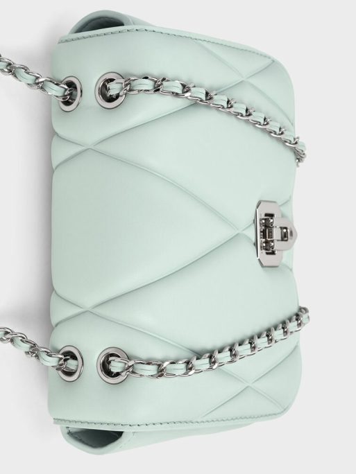 C&K Arwen Quilted Shoulder Bag - Sage Green - Image 4