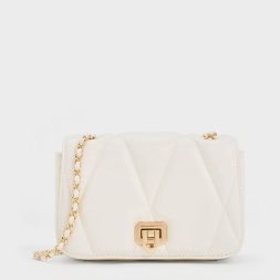 C&K Arwen Quilted Shoulder Bag - White