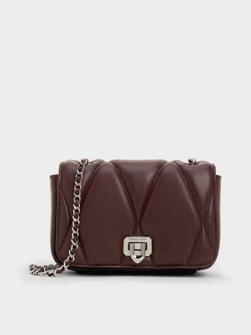 C&K Arwen Quilted Shoulder Bag - Plum