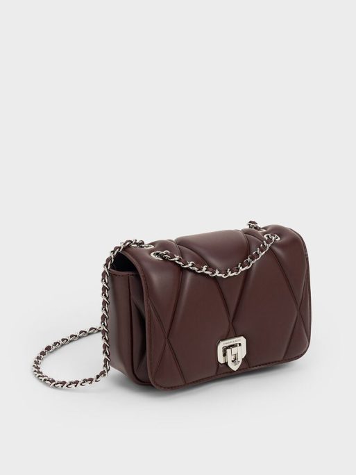 C&K Arwen Quilted Shoulder Bag - Plum - Image 2