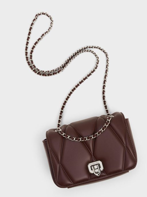 C&K Arwen Quilted Shoulder Bag - Plum - Image 4