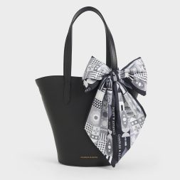 C&K Sianna Scarf-Print Tote Bag - Black