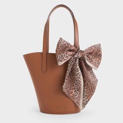Sianna Scarf-Print Tote Bag - Chocolate