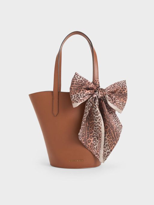 Sianna Scarf-Print Tote Bag - Chocolate