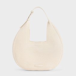 CHARLES & KEITH Ida Knitted Hobo Bag - Cream