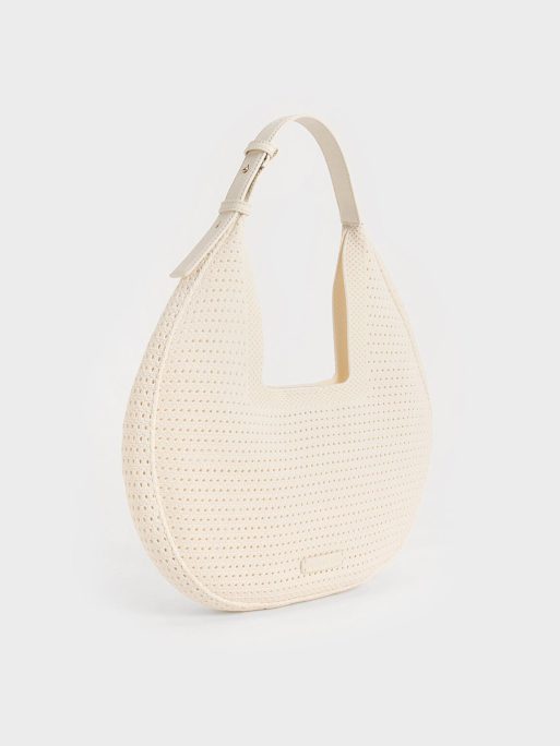 CHARLES & KEITH Ida Knitted Hobo Bag - Cream - Image 2