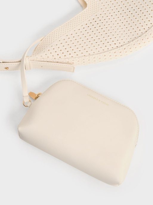 CHARLES & KEITH Ida Knitted Hobo Bag - Cream - Image 4