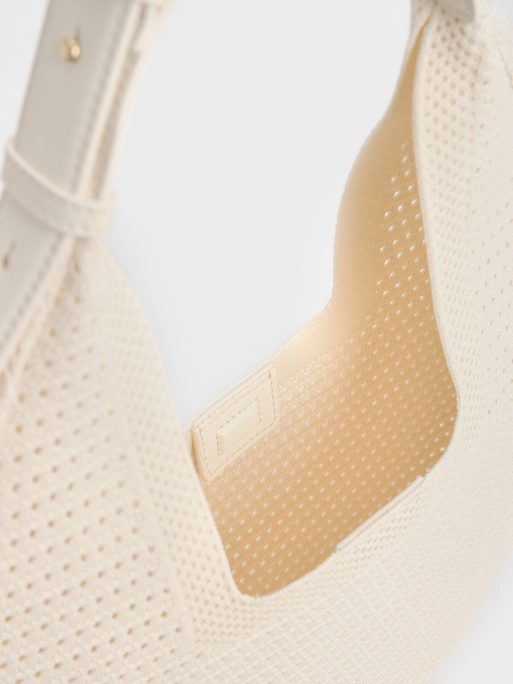 CHARLES & KEITH Ida Knitted Hobo Bag - Cream - Image 5
