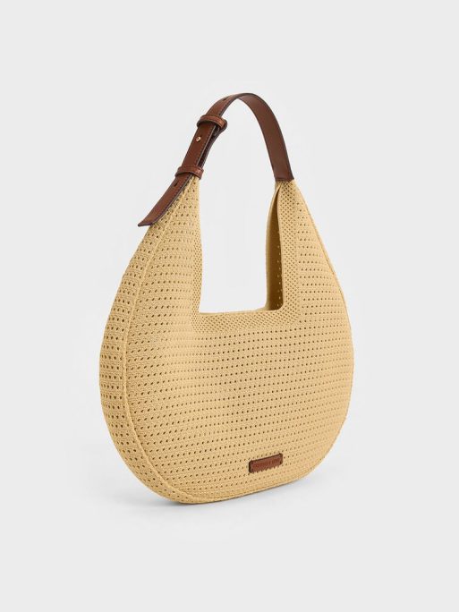 CHARLES & KEITH Ida Knitted Hobo Bag - Beige - Image 2