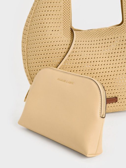 CHARLES & KEITH Ida Knitted Hobo Bag - Beige - Image 4