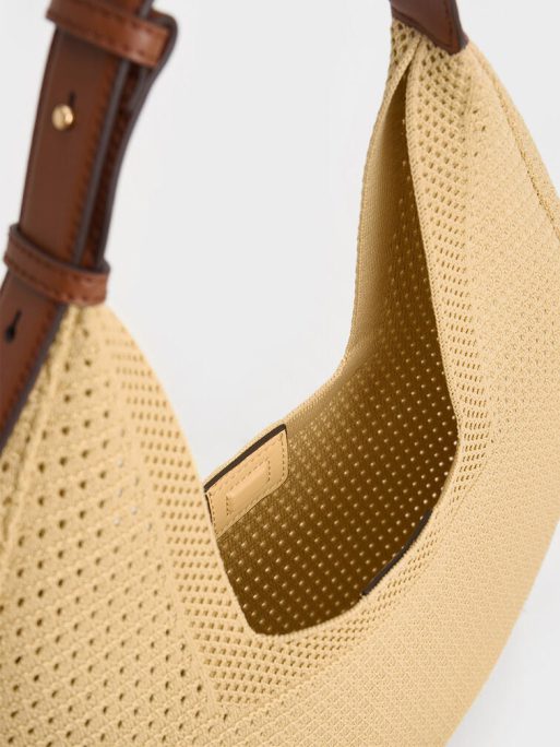 CHARLES & KEITH Ida Knitted Hobo Bag - Beige - Image 5