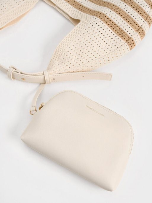 CHARLES & KEITH Ida Knitted Striped Hobo Bag - Sand - Image 4