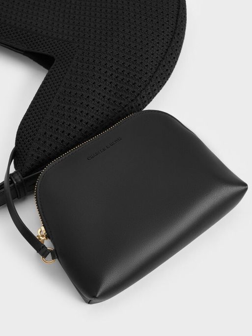 CHARLES & KEITH Ida Knitted Hobo Bag - Black - Image 4