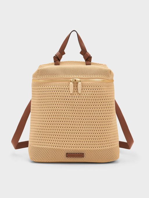 CHARLES & KEITH Ida Knitted Backpack - Beige