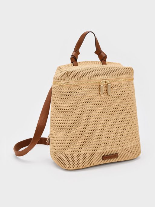 CHARLES & KEITH Ida Knitted Backpack - Beige - Image 2