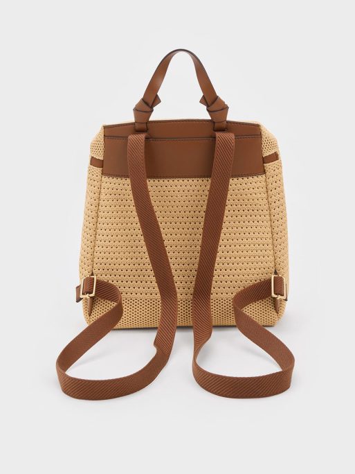 CHARLES & KEITH Ida Knitted Backpack - Beige - Image 3