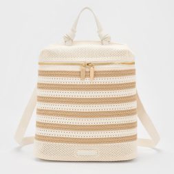 CHARLES & KEITH Ida Knitted Striped Backpack - Sand