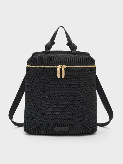 CHARLES & KEITH Ida Knitted Backpack - Black