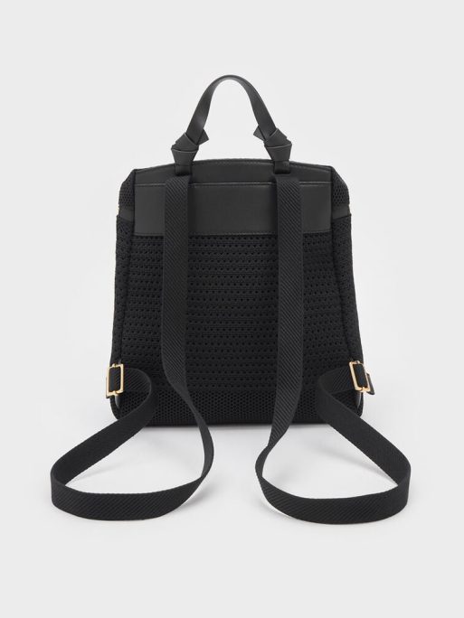 CHARLES & KEITH Ida Knitted Backpack - Black - Image 3