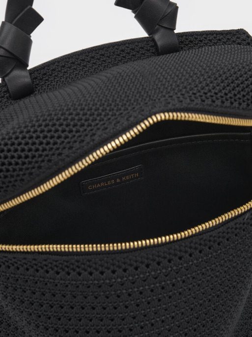 CHARLES & KEITH Ida Knitted Backpack - Black - Image 5