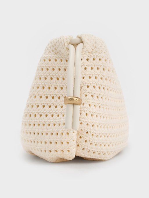 CHARLES & KEITH Ida Knitted Chain-Handle Clutch - Cream - Image 4