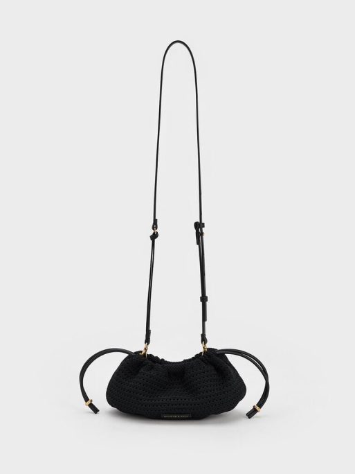 CHARLES & KEITH Ida Knitted Chain-Handle Clutch - Black - Image 3