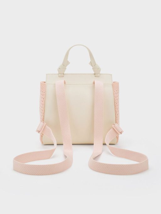 CHARLES & KEITH Ida Knitted Front Flap Backpack - Pink - Image 3