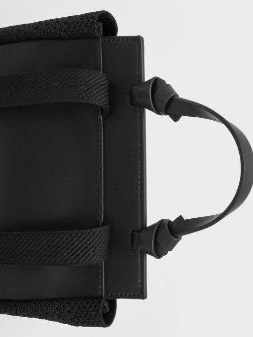 CHARLES & KEITH Ida Knitted Front Flap Backpack - Black - Image 4