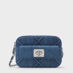 CHARLES & KEITH Eleni Denim Quilted Zip Crossbody Bag - Denim Blue