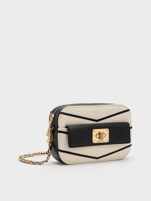 CHARLES & KEITH Eleni Canvas Chevron Zip Crossbody Bag - Multi - Image 2