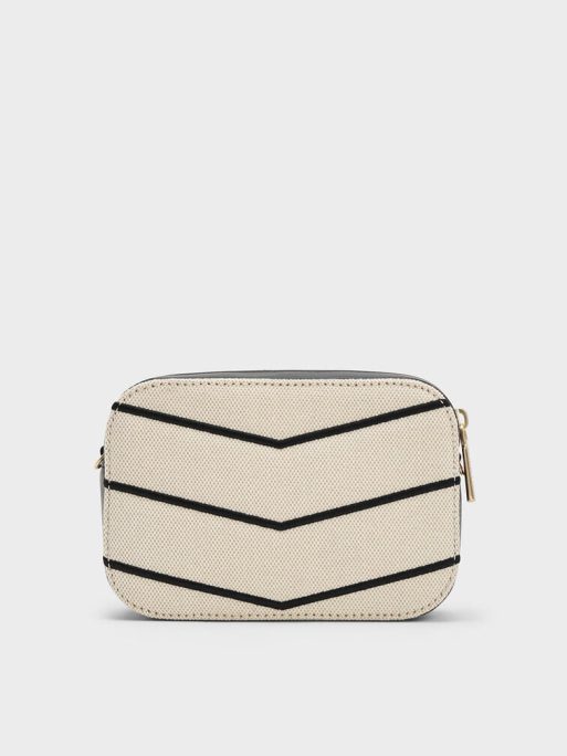 CHARLES & KEITH Eleni Canvas Chevron Zip Crossbody Bag - Multi - Image 3
