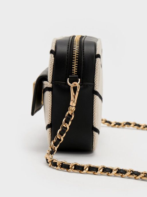 CHARLES & KEITH Eleni Canvas Chevron Zip Crossbody Bag - Multi - Image 4