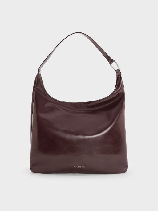 CHARLES & KEITH Lumen Slouchy Hobo Bag - Plum