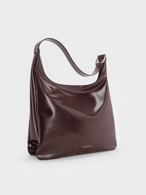 CHARLES & KEITH Lumen Slouchy Hobo Bag - Plum - Image 2
