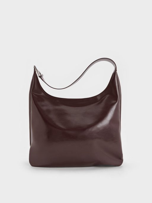 CHARLES & KEITH Lumen Slouchy Hobo Bag - Plum - Image 3
