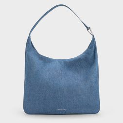 CHARLES & KEITH Lumen Denim Slouchy Hobo Bag - Denim Blue