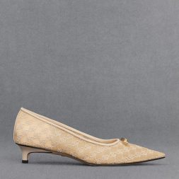 L'INITIAL Mesh Kitten-Heel Pumps - Beige
