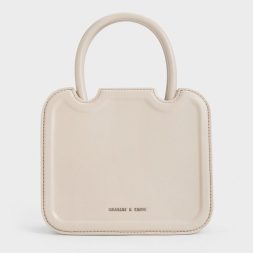 CHARLES & KEITH Perline Sculptural Top Handle Bag - Oat