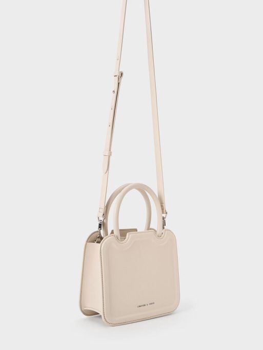 CHARLES & KEITH Perline Sculptural Top Handle Bag - Oat - Image 2