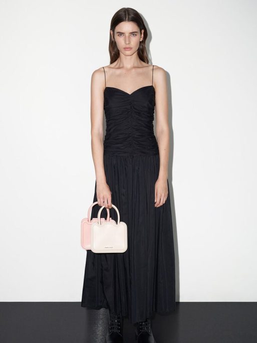 CHARLES & KEITH Perline Sculptural Top Handle Bag - Oat - Image 3