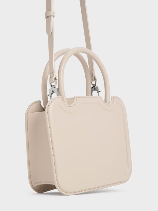 CHARLES & KEITH Perline Sculptural Top Handle Bag - Oat - Image 4
