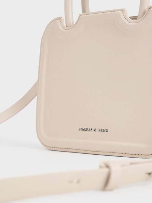 CHARLES & KEITH Perline Sculptural Top Handle Bag - Oat - Image 6