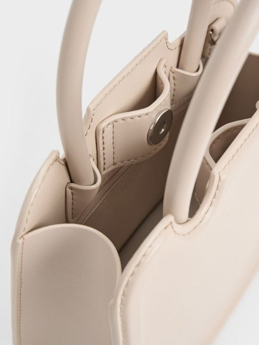 CHARLES & KEITH Perline Sculptural Top Handle Bag - Oat - Image 7