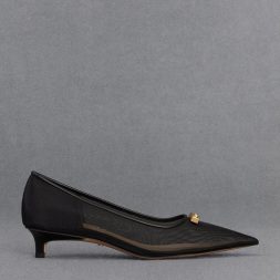 L'INITIAL
Mesh Kitten-Heel Pumps - Black Textured