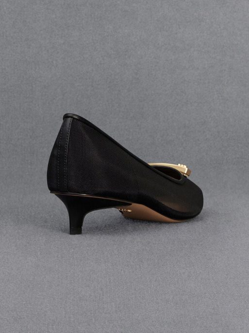 L'INITIAL
Mesh Kitten-Heel Pumps - Black Textured - Image 5