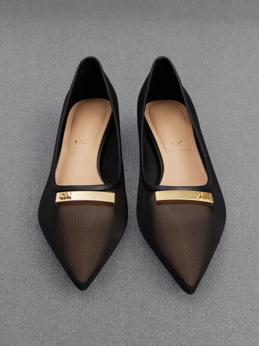 L'INITIAL
Mesh Kitten-Heel Pumps - Black Textured - Image 6