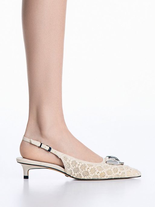 CHARLES & KEITH COLLECTIONGabine Patterned Slingback Pumps - Cream - Image 2