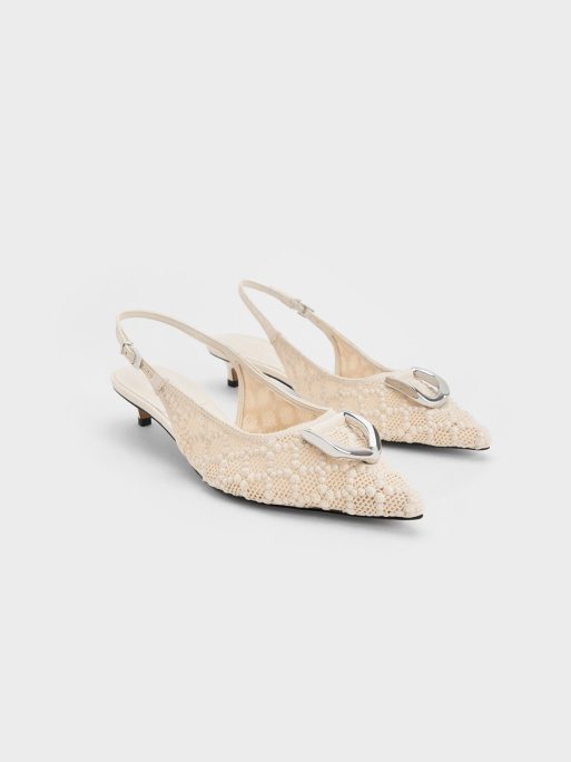 CHARLES & KEITH COLLECTIONGabine Patterned Slingback Pumps - Cream - Image 3
